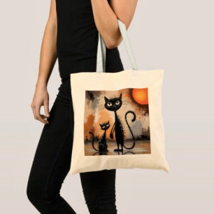Bolsa Tote Gato Grande Gato Pequeno Halloween