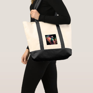 Bolsa Tote Gato Holográfico Espectral: Um Prisma de Elegância
