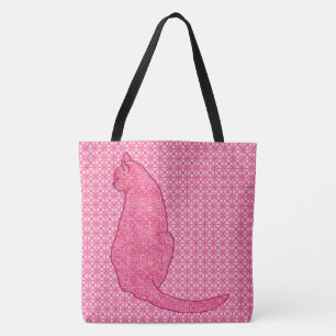 Bolsa Tote Gato Japonês - Batik Rosa Fuchsia
