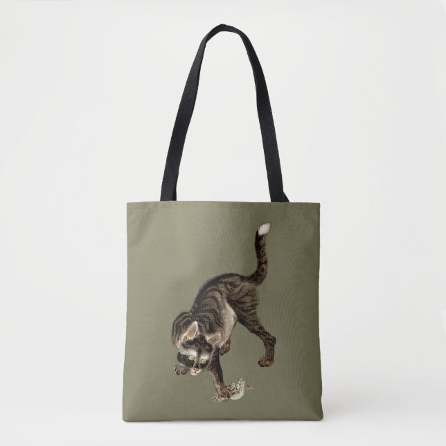 Bolsa Tote Gato Japonês Captando um Sapo (Frente)