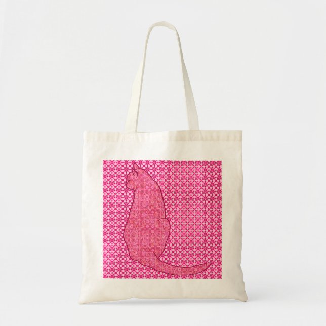 Bolsa Tote Gato Japonês - Fúchsia Pink Batik (Frente)