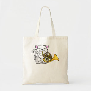 Bolsa Tote Gato Jogando Francês Horn Engraçado Presente2