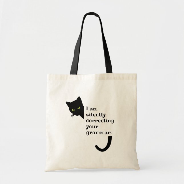 Bolsa Tote Gato Judaico Corrigindo Silentemente Sua Gramática (Frente)