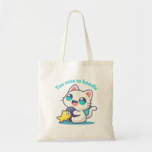 Bolsa Tote Gato Kawaii Bonito e Saco de Tota de Peixe