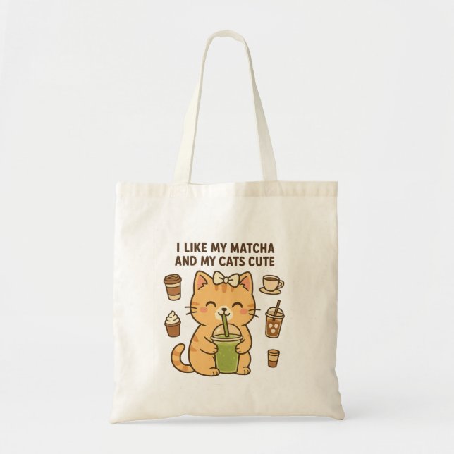Bolsa Tote Gato Kawaii Giro Gelado com Chá Verde Matcha (Frente)