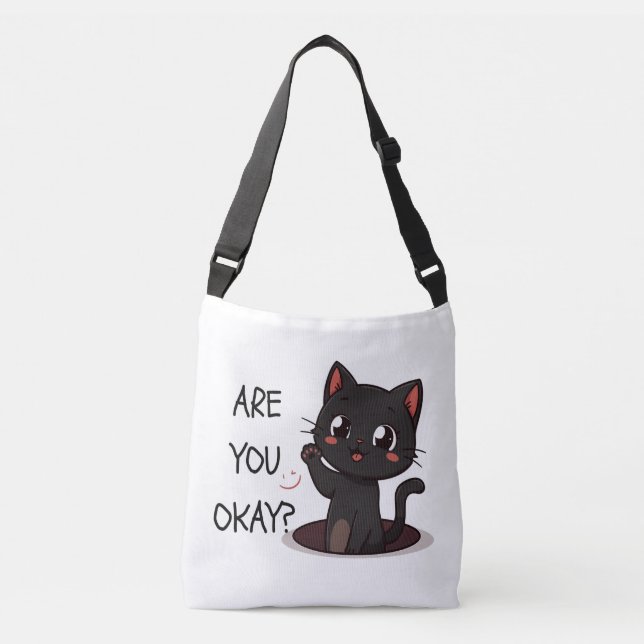 Bolsa Tote Gato Kawaii Preto – Presente para Amant (Frente)