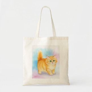 Bolsa Tote Gato Laranja Atraente com Listras