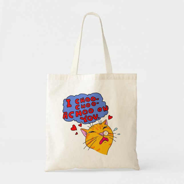 Bolsa Tote Gato Laranja Engraçado Te Amando Estilo De Cartoon (Frente)