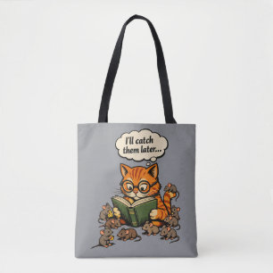 Bolsa Tote gato livro