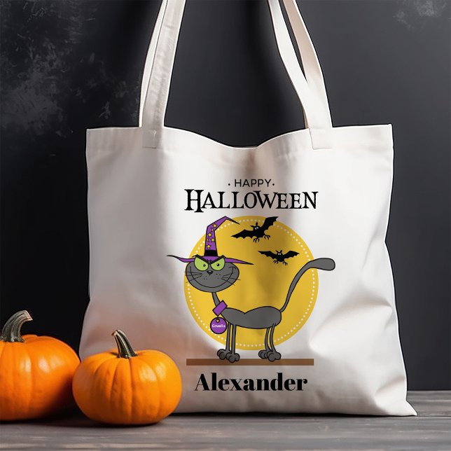 Bolsa Tote Gato Louco com Morcegos Personalizados no Hallowee (Criador carregado)