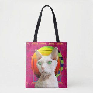 Bolsa Tote Gato louco cor-de-rosa de Sphynx do design do gato