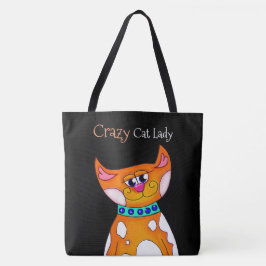 Bolsa Tote Gato Louco de Gato de Cartoon Gato Saco