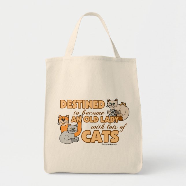 Bolsa Tote Gato Louco Futuro Dama Engraçada Dizendo Design (Frente)