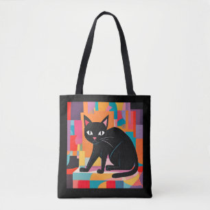 Bolsa Tote Gato Lover, Felino Geométrico Colorido