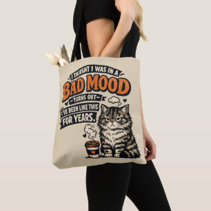 Bolsa Tote Gato Mal-humorado Café Humor – Design Retrô de Cit