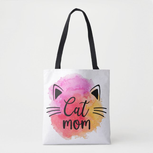 Bolsa Tote Gato mamãe, gata, cara de gato, (Frente)