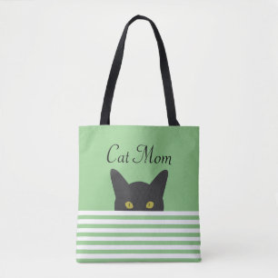 Bolsa Tote Gato Mamãe Preto Peeking Black Strik Verde