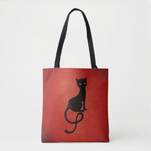 Bolsa Tote Gato mau gracioso - vermelho preto do gatinho