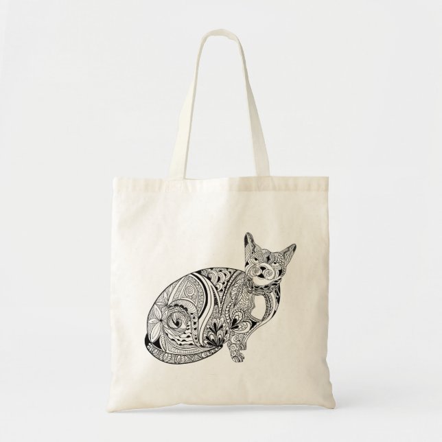 Bolsa Tote Gato me coloriu em gatinho gráfico padronizado (Frente)