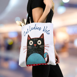 Bolsa Tote Gato Mulheres Votam Escuridão Feminista Rústica Bo