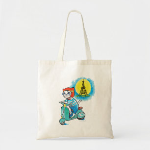 Bolsa Tote Gato na bicicleta em Paris Tote Bag