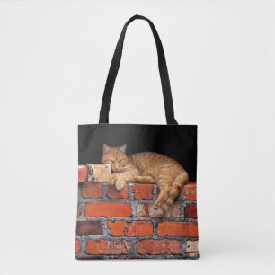 Bolsa Tote Gato na Parede Brick