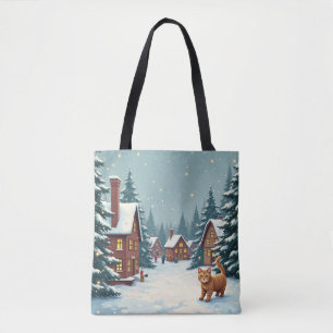 Bolsa Tote gato na vila de natal