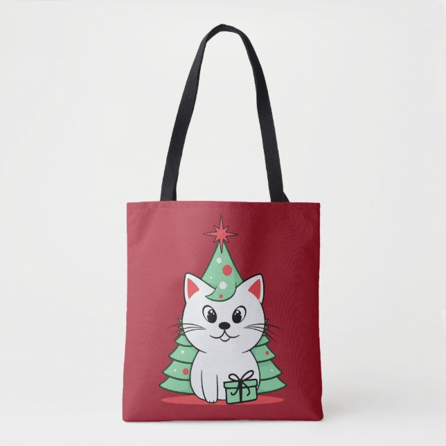 Bolsa Tote gato natalino (Frente)