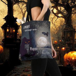Bolsa Tote Gato Negra do Halloween, bruxa, assombrada