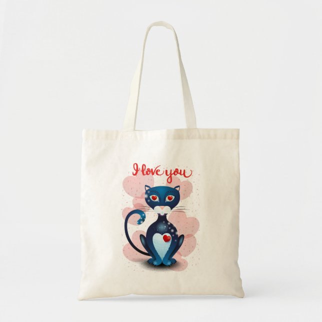 Bolsa Tote Gato negro apaixonado (Frente)