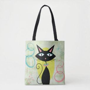 Bolsa Tote Gato Negro Atômico Moderno do Século Médio