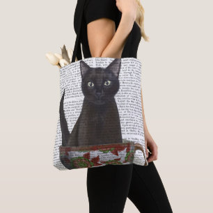 Bolsa Tote Gato Negro em Teacup
