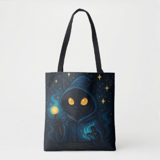 Bolsa Tote Gato Negro Engraçado com Chapéu de Bruxa