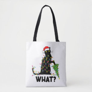 Bolsa Tote Gato Negro Engraçado Puxando Árvore De Natal Por C