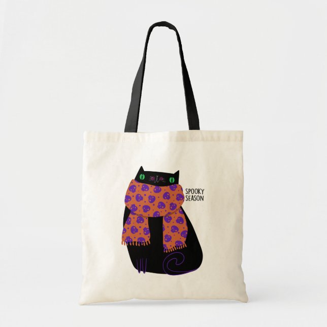 Bolsa Tote Gato Negro Fall Season Halloween Spooky Cute (Frente)