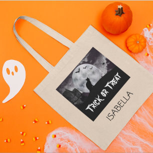Bolsa Tote Gato Negro Fodoroso de Halloween ou Trapaça de Tot