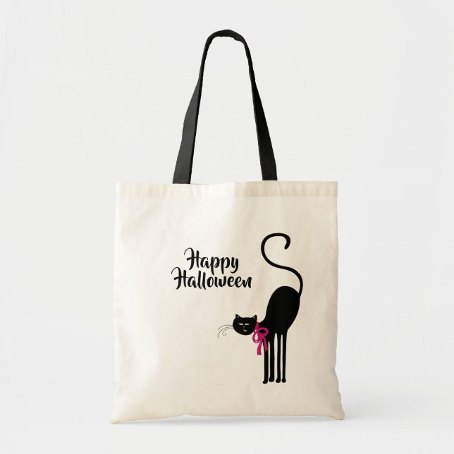 Bolsa Tote Gato Negro Halloween (Frente)