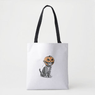 Bolsa Tote Gato Negro Halloween Pumpkin Cabeça Figurino Para 