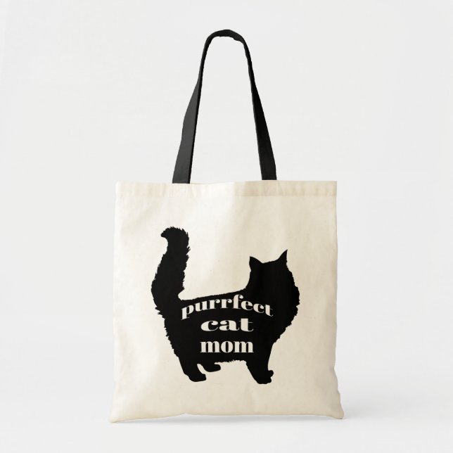 Bolsa Tote Gato Negro Moderno e Bonito Mãe (Frente)