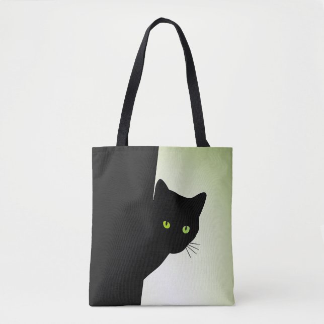 Bolsa Tote Gato Negro Olhado Verde (Frente)