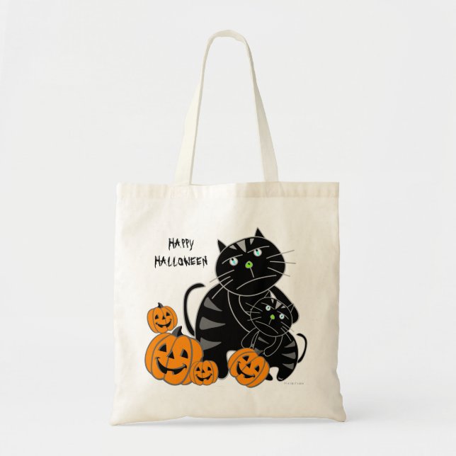 Bolsa Tote Gato Negro Pumpkin Feliz Halloween Bag 2 (Frente)