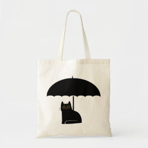 Bolsa Tote Gato Negro sob guarda-chuva