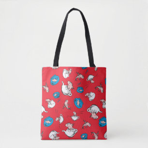 Bolsa Tote Gato no Chapéu O Peixe Padrão Vermelho