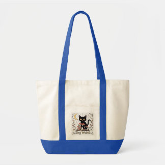 Bolsa Tote Gato noir caprichoso enquadrado por cogumelos verm