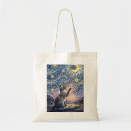 Bolsa Tote Gato Noite Estrelada – Arte ao Estilo Van Gogh