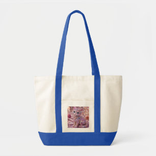 Bolsa Tote Gato Noturno de Veludo Estético Impresso