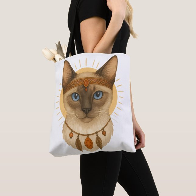 Bolsa Tote Gato Olhos Azuis Boho (Close Up)