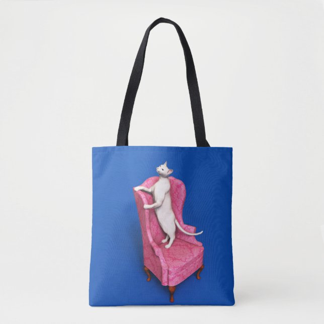 Bolsa Tote Gato oriental branco (Frente)