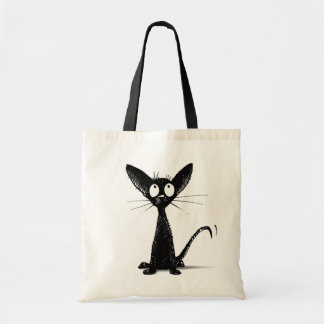 Bolsa Tote Gato oriental preto pequeno engraçado