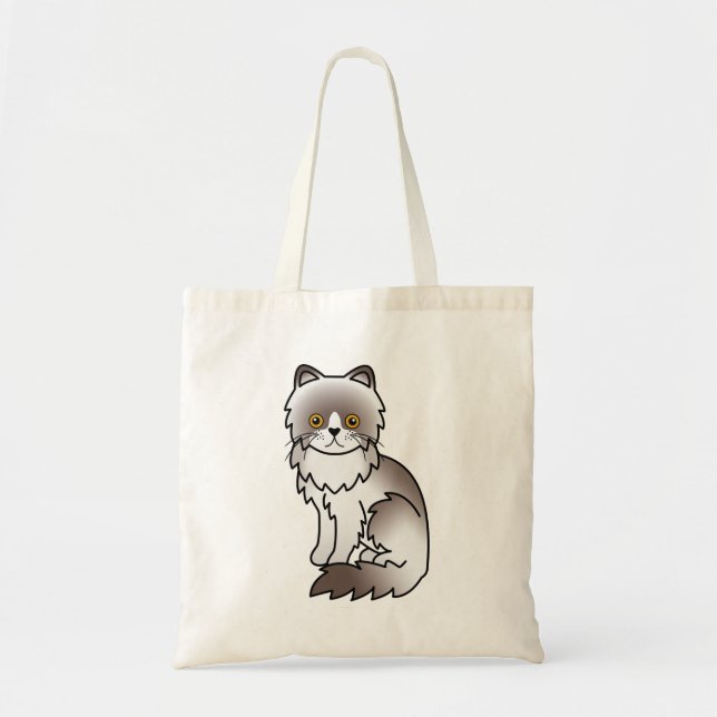 Bolsa Tote Gato Persa Cartum Fofo Lilás Bi-Cor (Frente)